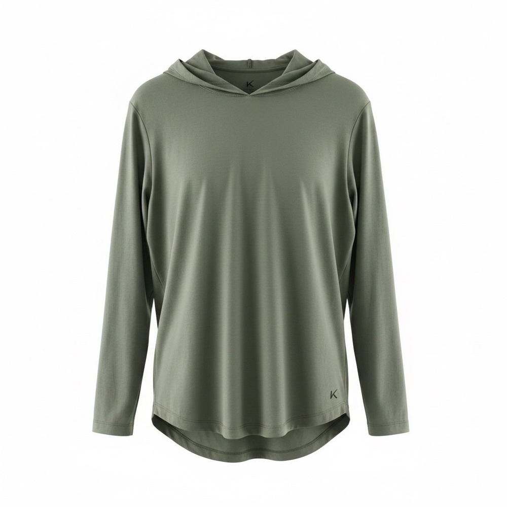 Cuts Curve Hem Hoodie Mens Size L Pullover Pyca Pro Lightweight Stretch Green